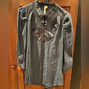 UNIT brand navy beaded bib top in lightweight fabric, sizeM